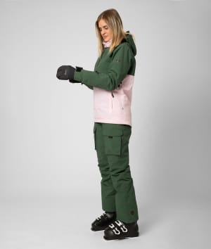 2117 7613926 7623926 women myre light padded ski anorak jacket pants soft pink color block forest green c