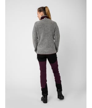 2117 7914925 women skord wool pile jacket grey melange front