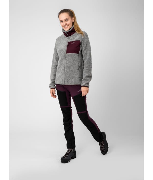 2117 7914925 women skord wool pile jacket grey melange front