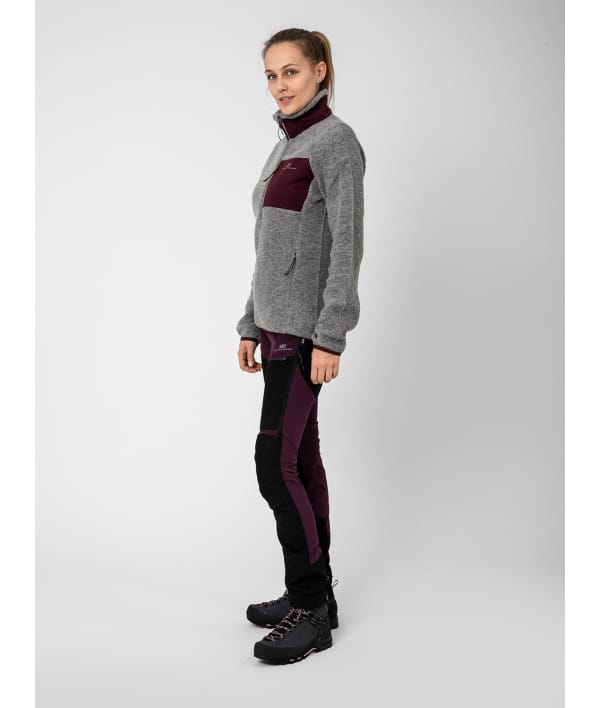 2117 7914925 women skord wool pile jacket grey melange front